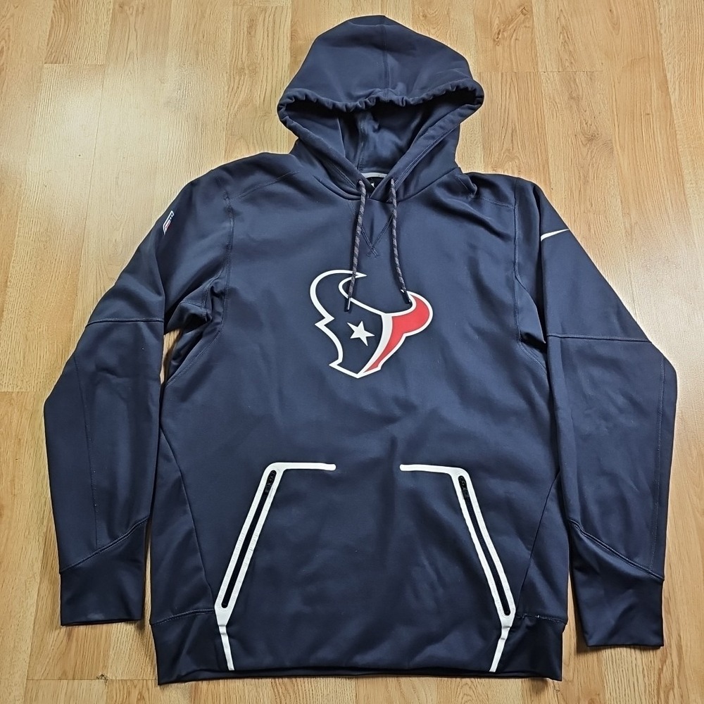 Nike Houston Texans Hoodie Mens Medium Navy NFL On-Field Therma-FIT Tech